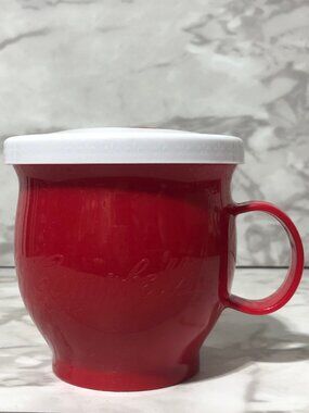 Campbell's Microwave Mug Red and White 22.2 oz Plastic Soup Mug with Lid